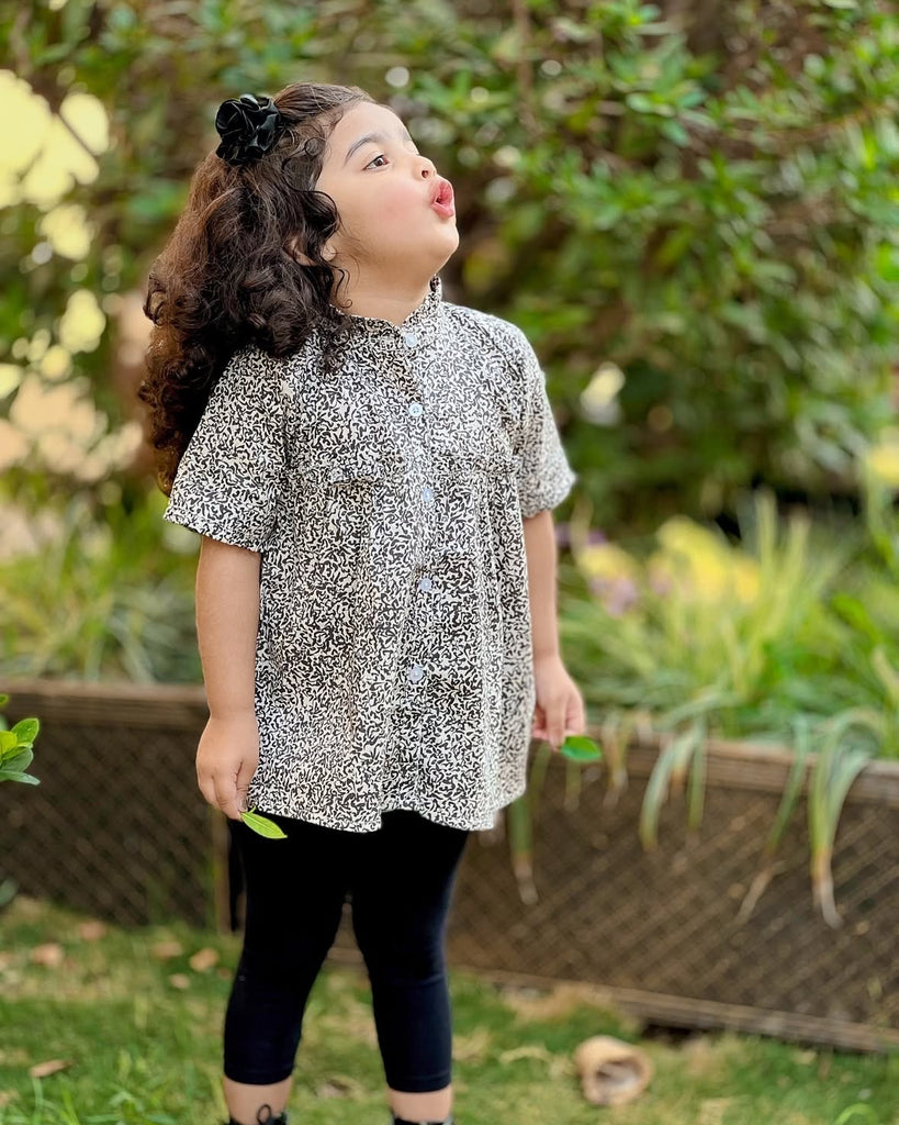 Black small printed Top