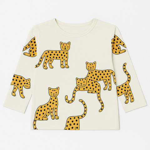 Cream Cute Cheetah printed shirt