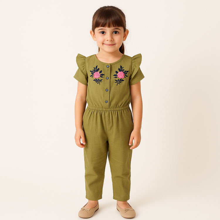 Olive Embroidered Jumpsuit