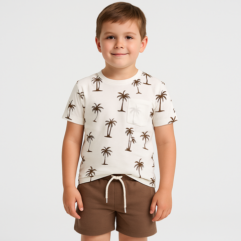 Palm Paradise Summer Set – T-Shirt & Shorts