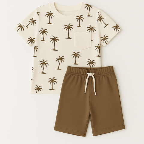 Palm Paradise Summer Set – T-Shirt & Shorts