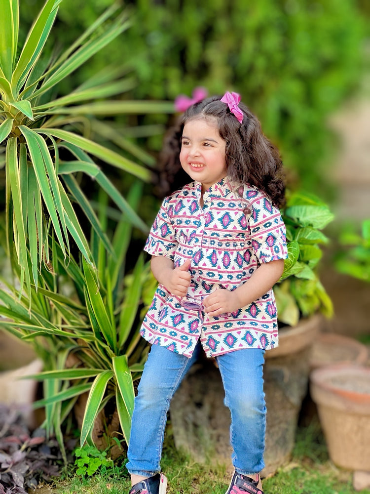 White and Purple Printed Frock