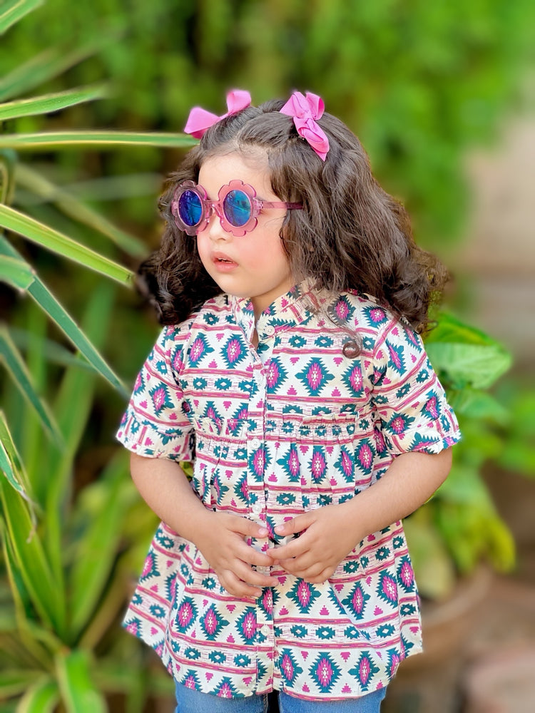 White and Purple Printed Frock