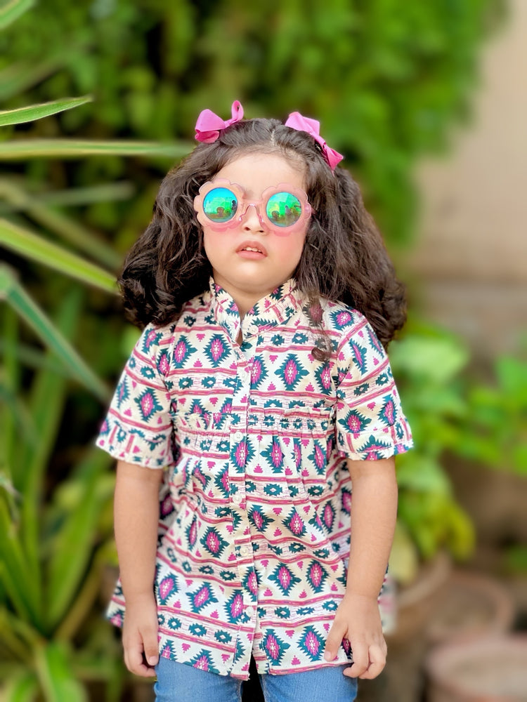 White and Purple Printed Frock