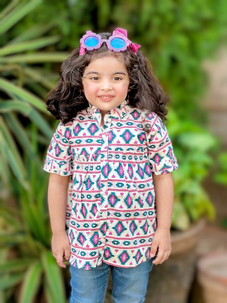 White and Purple Printed Frock