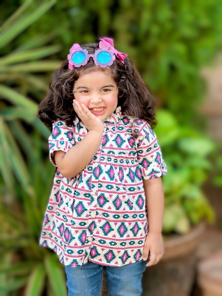 White and Purple Printed Frock