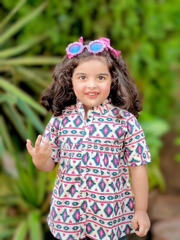 White and Purple Printed Frock