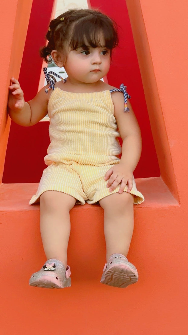 Sunny Days Girls’ Striped Romper