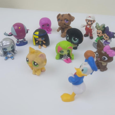 Bundle of 12 Collectible Mini Toys – Mixed Characters, Slightly Used