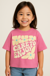 Pink Embossed Floral Care baggy T Shirt