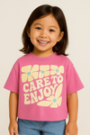 Pink Embossed Floral Care baggy T Shirt