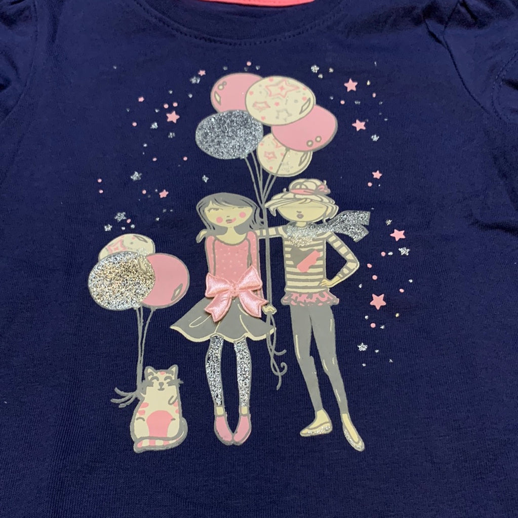 Blue Girls with Balloons T Shirt