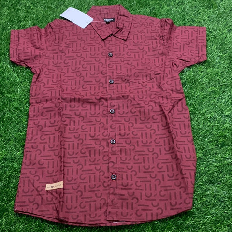 Red Printed  Formal Shirt