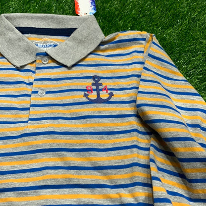 Grey Polo with Blue strips