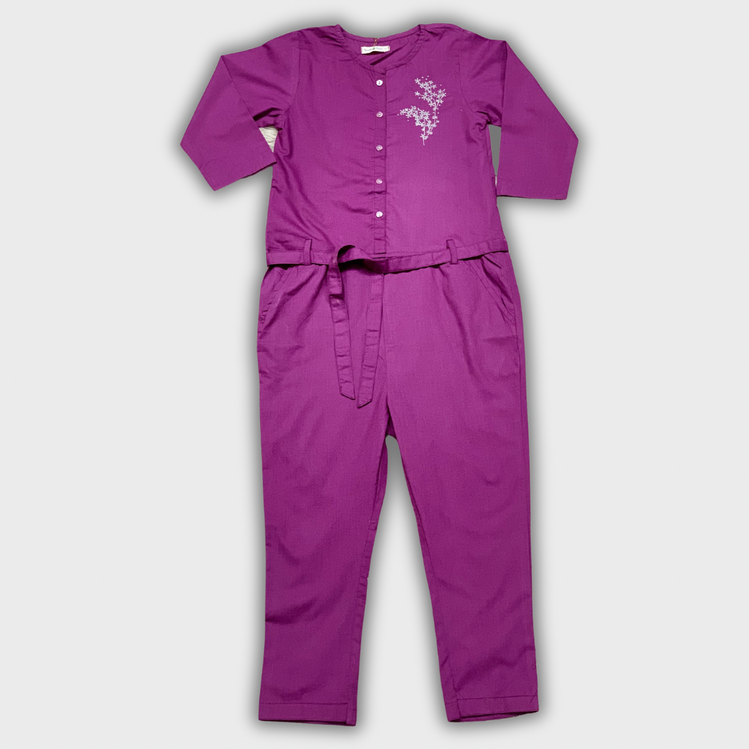 Purple embroided Jumpsuit