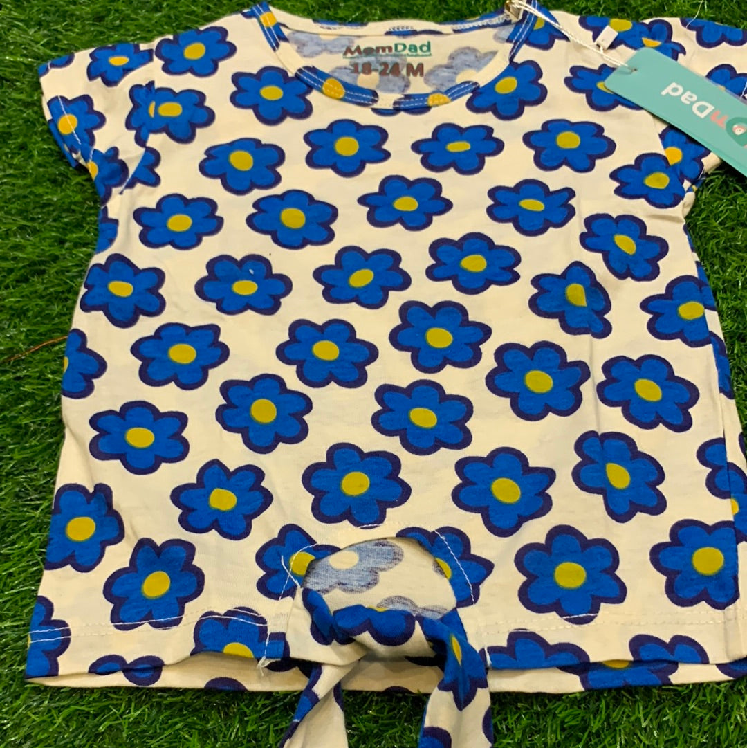 Blue Flower knot Shirt