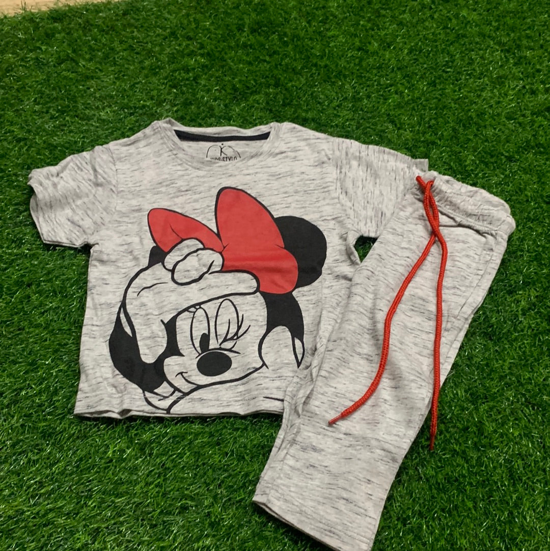 Grey Mickey Red Hair Band With Trouser