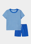 Plain Blue Stirp Tee &  Short Set
