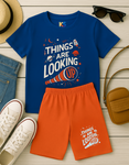 Kids Space-Themed Half-Sleeve T-Shirt – “Things Are Looking Up”