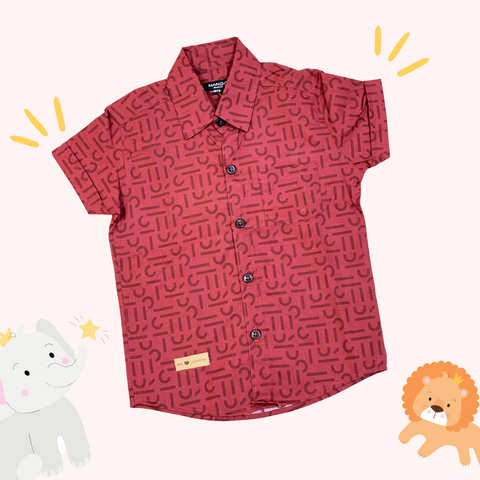 Red Printed  Formal Shirt