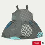 White flowers printed on grey FKDS-5