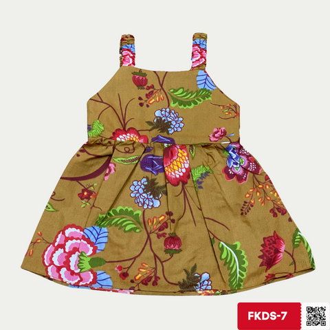 Multi flowers printed on brown FKDS-7