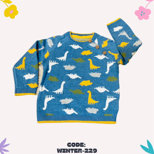 Sky Blue Dinosour Sweater