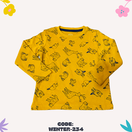 Mustard Animals Printed Shirt