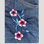 Blue Tail Flower Sift Denim  Embroidered Short