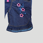 Blue Tail Flower Sift Denim  Embroidered Short