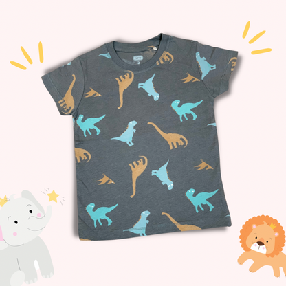 Grey Dinosaur Printed Shirt