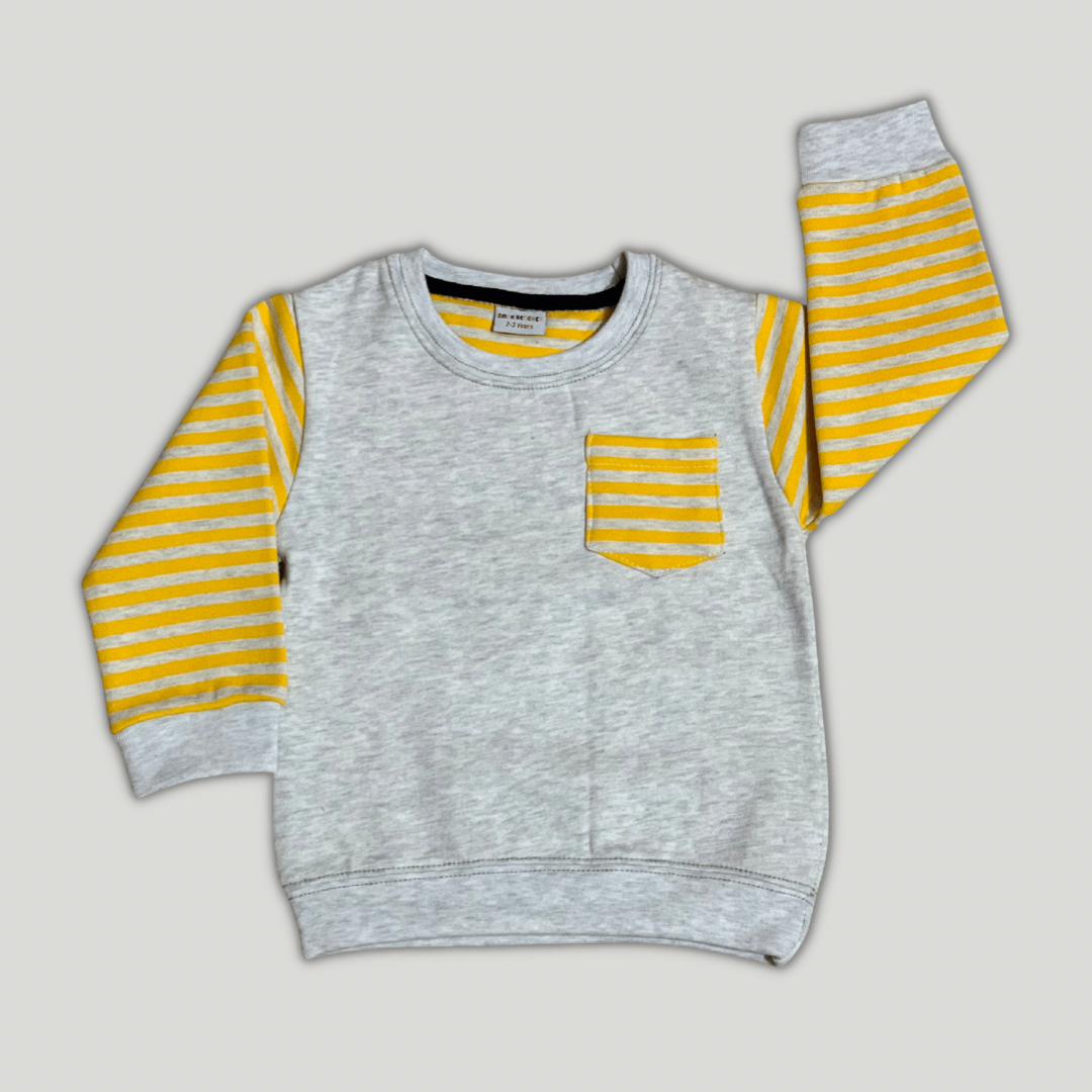 Grey with yellow strips sleeves
