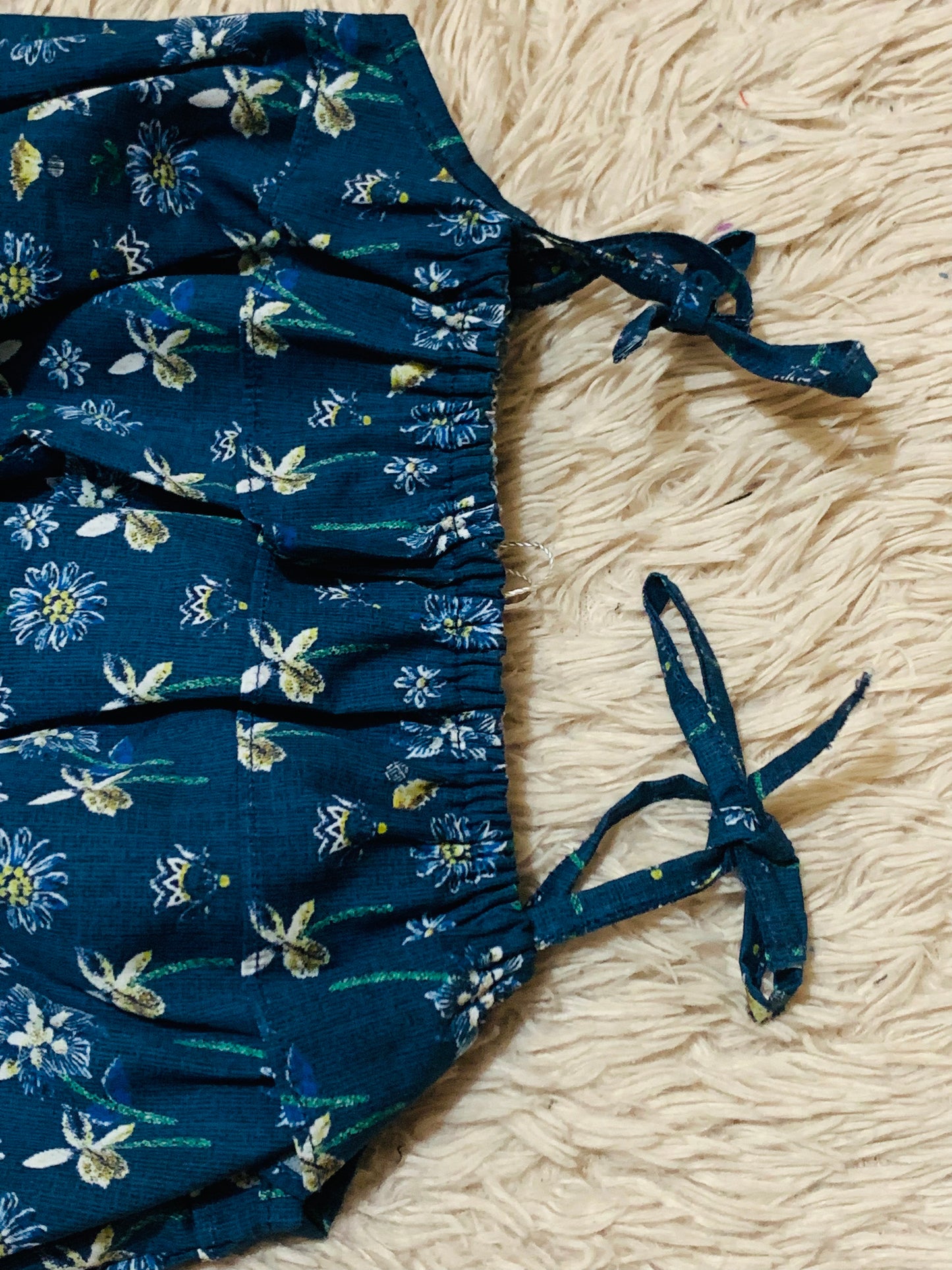 Blue Flower Printed Jumpsuit
