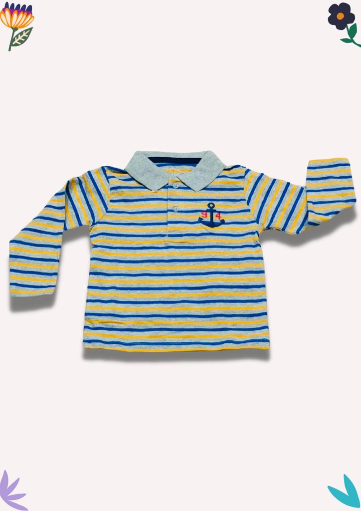 Grey Polo with Blue strips