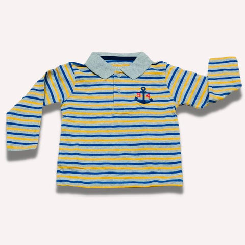 Grey Polo with Blue strips