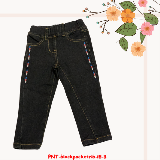 Black side embroidered pant