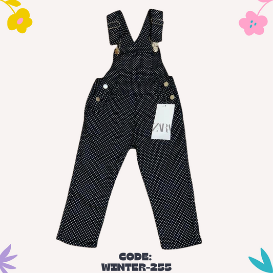 Black Polkadot Dungaree
