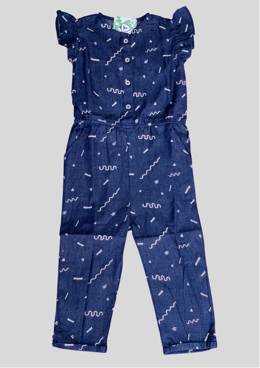 Dark Blue Printed Jumpsuit