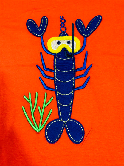 Orange Caterpillar Embroidered Shirt