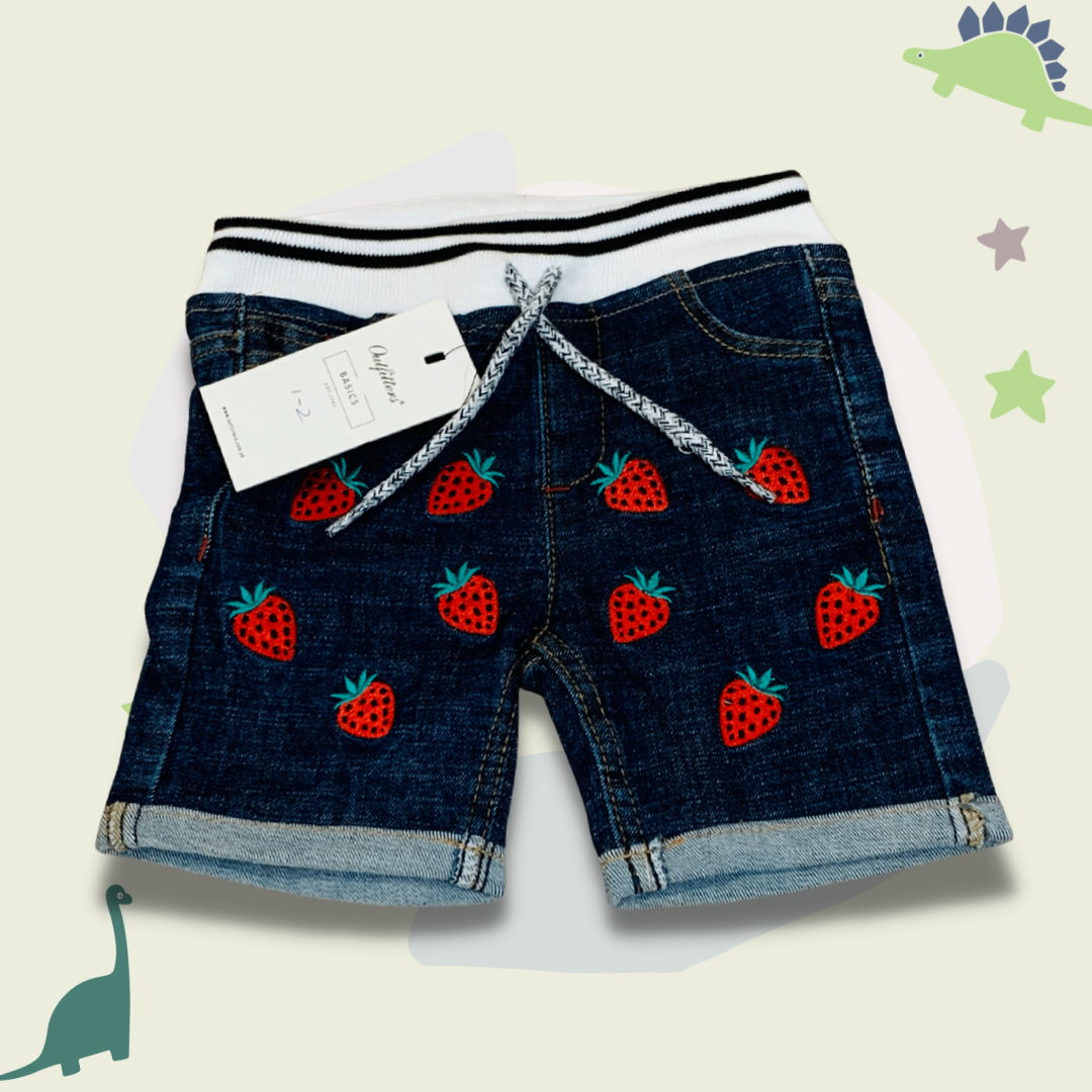 Dark Strawberry Embroidered Short
