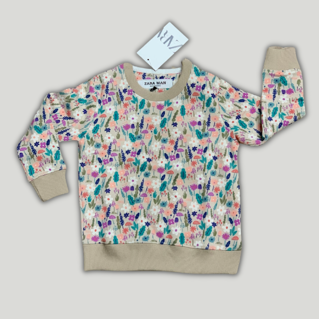 Cream leaves and flower printed shirt